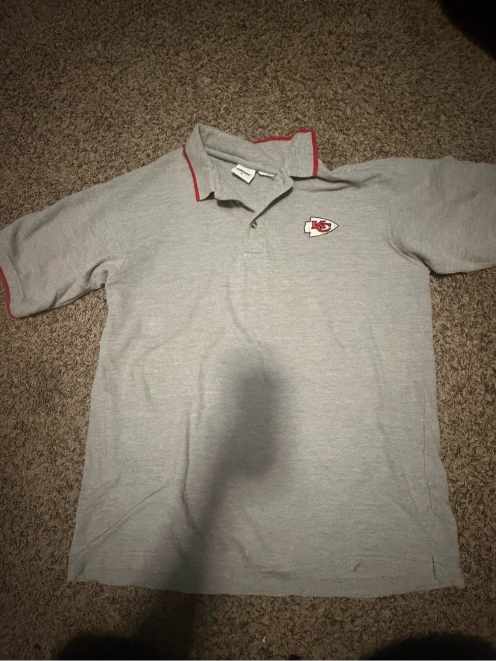 Gray Polo Shirt with Red Trim